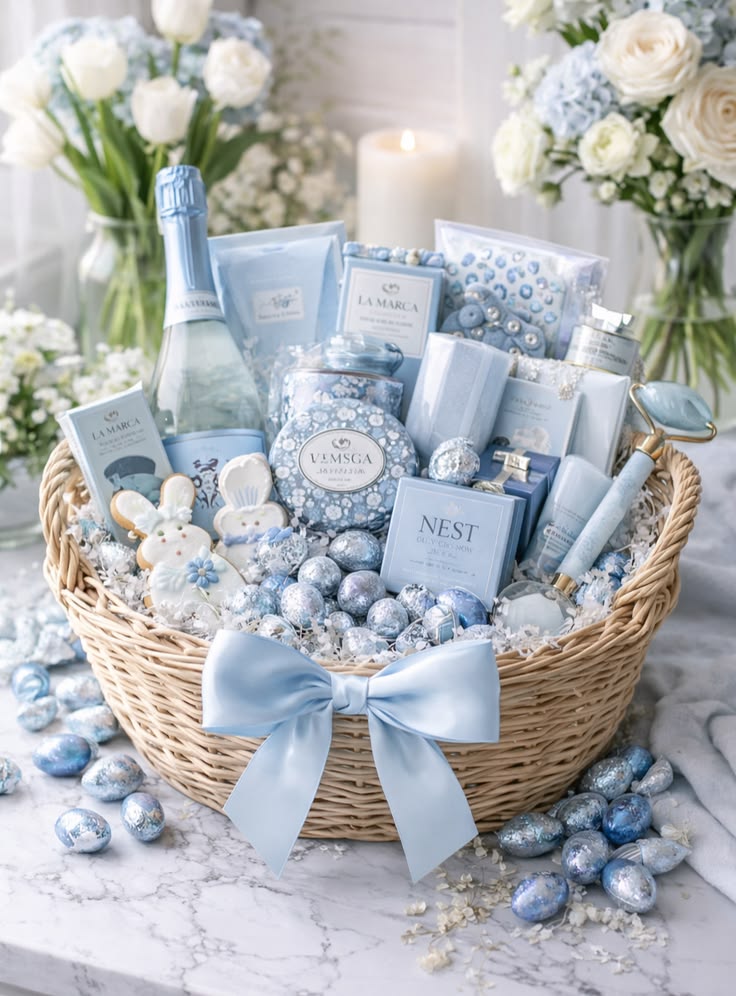Soft Blue Beauty Basket